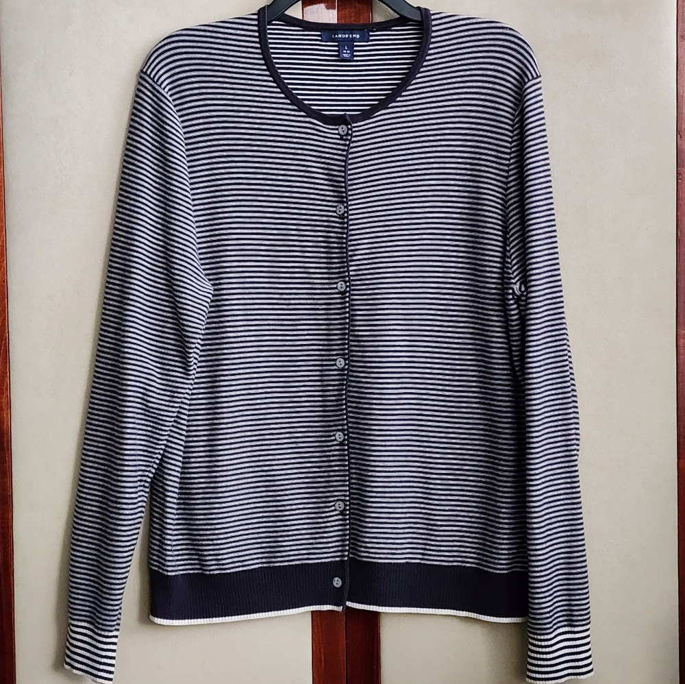 Striped Lands' End Cardigans L - Picture 7 of 15